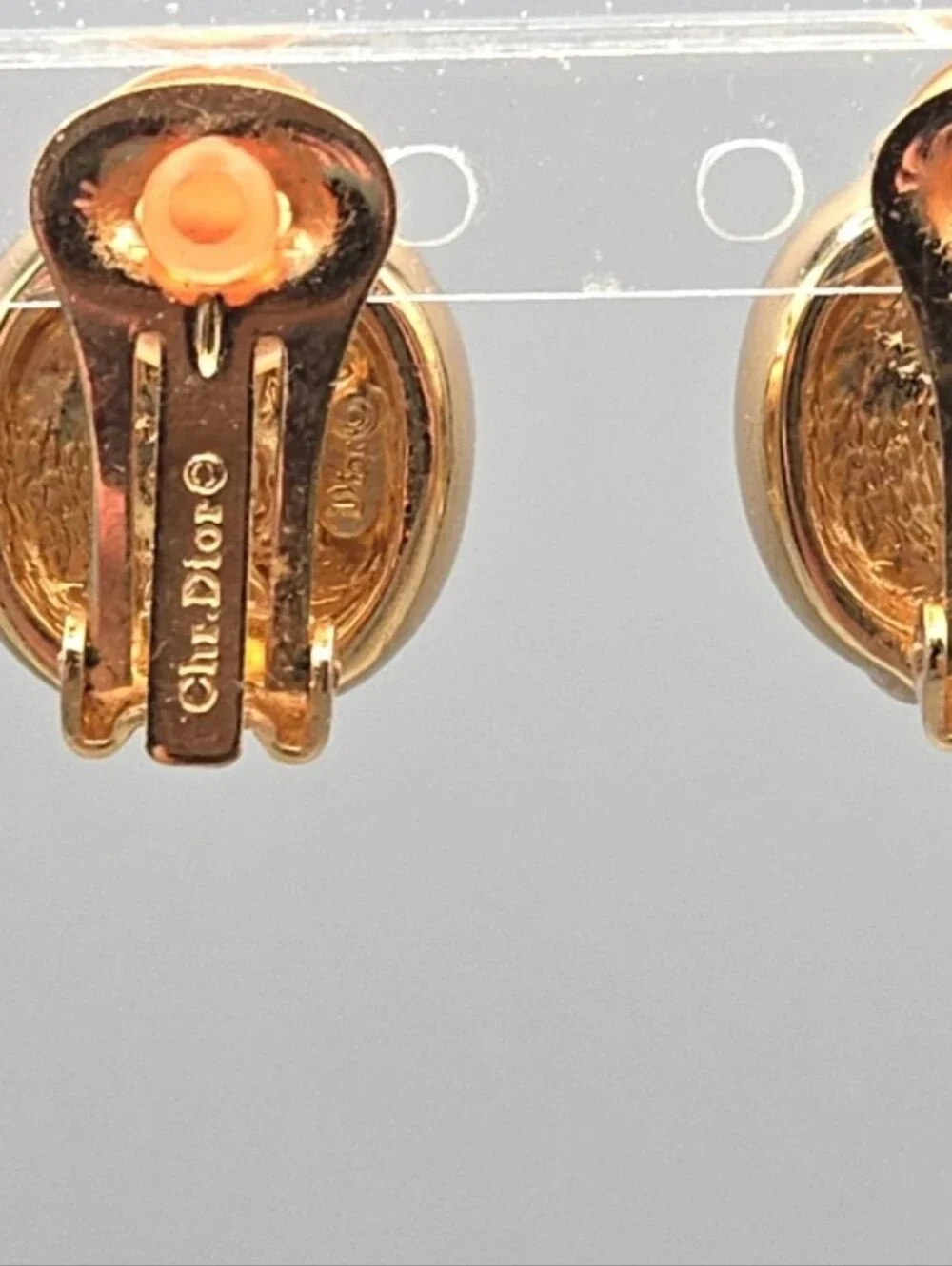 Christian Dior Vtg Gold Tone Crystal Clip On Earrings/ Gorgeous